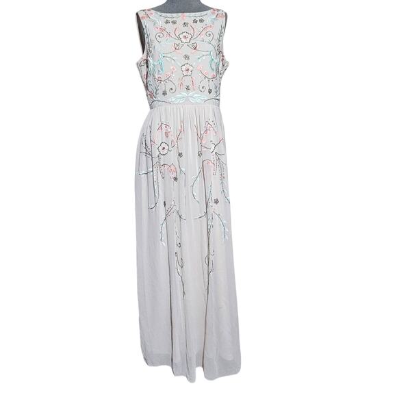 Naf Naf Beaded Chaffin Maxi Dress Size 38/ 8 - Picture 1 of 5